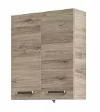 Pelipal Badezimmer Hängeschrank Quickset 313 in Sanremo Eiche Terra quer Nachbildung, 60 cm breit | Bad Wandschrank mit 2 Türen und 2 Einlegeböden