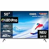 CHIQ 50QA10 50 Zoll 4K UHD QLED Smart Google TV, QLED Pro, DLG 120Hz, MEMC, VRR, ALLM, HDR10, Dolby Audio, 4X HDMI 2.1, Wide Color Gamut, rahmenloses Metallgehäuse, Chromecast, Google Assistant