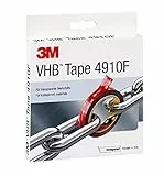 3M VHB 4910F Montage Klebeband doppelseitig - transparent, ermöglicht das Fügen transparenter Materialien mit praktisch unsichtbarer Klebstoffschicht - 19mm x 3m, Transparent, 1.0mm (1-er Pack)