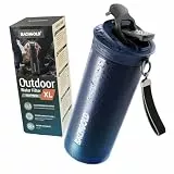 Bachgold® Profi Outdoor Wasserfilter Flasche I Entfernt 99,99% aller Bakterien und filtert Mikroplastik, Partikel und Chlor I Blackout & Krisensicher (Blau, 800ml)