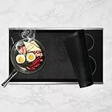 KitchenRaku Große Induktion schutzmatte 61x53cm, Rutschfest Silikon Induktionskochfeld Schutzmatte (magnetisch) Kochfeld-Kratzschutz für Induktionsherd, Durchbrochenen Schwarz