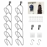 LINFIDITE Cap Halter Tür Hut Racks, Baseball Cap Halterung Schrank hängende Einstellbare Huthalter,für Schals Handtaschen Handtücher Kleidung Krawatten mit Haken zum Aufhängen, 10 Stück schwarz