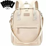Leathario Rucksakck Damen 13.3 Zoll,Klein Diebstahlsicher Cityrucksack,Wasserdichtere Rucksackhandtasche,Eleganter Tagesrucksack für Büro,Pendeln,Arbeit,Backpack Women für Reisen Einkaufen Beige