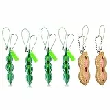 MiaLover 6 Stück Squeeze Toys Edamame Erdnuss Bean Bohne Bohne Anhänger Schlüsselanhänger Squeeze Toys Squeeze Anhänger Squeeze Lustige Gadgets Reduziert Angst und Stress für Handy Kette