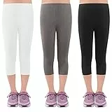 L&K-II Kinder Mädchen Leggings 3/4 Mädchen Hose Capri-Hose aus Baumwolle Schulkleidung 146-152 2723 Schwarz+Weiß+Grau