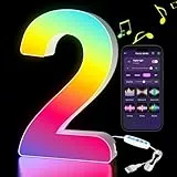 Kangtaixin LED Zahlen Lampe 0-9, Leuchtzahlen Geburtstagsdeko mit USB-Netzteil, APP-Kontrolle, Dimmbar, Dekoration für Bar Mitzvah, Weihnachten Deko, Neujahr, Hochzeit Party Valentinstag - Zahlen 2
