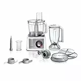 Bosch Kompakt-Küchenmaschine MultiTalent 8 MC812S814, 45 Funktionen, XXL-Rührschüssel 3,9 L, Mixer 1,5 L, Universalmesser, Rührbesen, schneiden und raspeln (fein,grob), 1250 W, weiß/edelstahl