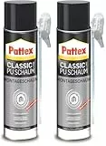Pattex Classic PU-Montageschaum, Bauschaum für fast alle Bauuntergründe, starke Haftung, zum füllen und dämmen, 1x500ml (Packung mit 2)