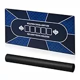 Relaxdays Pokermatte, 120 x 60 cm, für Texas Hold'em, rutschfest, wasserfest, Pokerteppich mit Hülse, 10 Spieler, blau