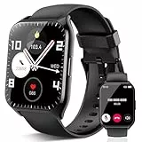 Smartwatch Damen Herren, Fitnessuhr Damen mit Telefonfunktion 1.85' Zoll Touchscreen, IP68 Wasserdicht Smart Watch mit schrittzähler Schlafmonitor, Uhren Herren für Android iOS, Schwarz