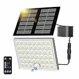 Realky Solarlampen für Außen mit Fernbedienung,Außenlampe mit bewegungsmelder,IP65 Wasserdichte Solarleuchte mit Drei Farbtemperaturen für Garage, Garten, Haustüren, Rasen-1 Stück