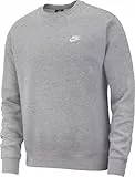 NIKE Herren Club Crw Bb Sweatshirt, Dk Grey Heather/White, M EU