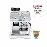 De'Longhi Siebträgermaschine La Specialista Arte EC9155.W, Espressomaschine mit Mahlwerk, 8 Mahlgrade, 15 Bar, 3 Temperaturen, Milchschaumdüse, 1550W, 1,7L Tank, Weiß inkl. Barista-Kit