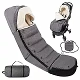 Erweiterbare Fußsack Kinderwagen Baby Winter, Winterfußsack Kinderwagen Winter, 4 Zahnräder Einstellbar, Große Größe Fußsäcke passend für alle Kinderwagen, Grau