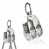 1 Pack M32 Umlenkrollen, Flaschenzug Edelstahl 304, Doppelrolle Seilrolle Wirbel Umlenkrollen, Schalen Seilrolle Metallrolle für Seile Stahlseil, Tragkraft 250kg - Silber