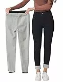 Yehopere Damen Winter Fleece Gefüttert Jeans Slim Fit Warm Skinny High Waist Denim Jeans, Schwarz Formal, Large Kurze Schlauch