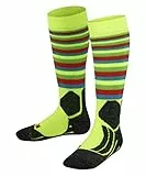 FALKE Unisex Kinder Skisocken SK2 Intermediate Stripes K Kh Wolle Funktionsmaterial warm dick 1 Paar, Gelb Lightning 1690, 35-38