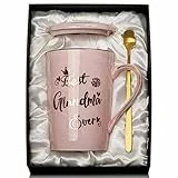 Doublewhale Gifts for Grandma - Best Gifts for Grandma - Best Grandma Ever Tasse - Muttertag Geburtstag Geschenke für Oma von Enkelin Enkel - Marmor-Keramik-Kaffeetasse 400 ml mit Deckel rosa
