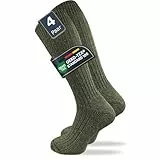 GAWILO 4 Paar Herren Army Kniestrümpfe | Jagdstrümpfe mit dicker Frotteesohle (DE/NL/SE/PL, Numerisch, 43, 46, Regular, Regular, grün mit Rippstruktur)