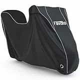 Favoto Motorradabdeckung Wasserdicht Motorrad Abdeckpane Outdoor 300D Oxford für Motorräder Elektroroller mit Topcase Trunk Koffer Reflektionsstreifen Schloss-Loch 220cmx105cmx130cm