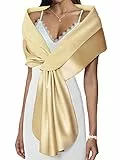 Atigy Damen Satin Stola Festlich Elegante Hochzeit Schals Stola für Abendkleider Brautkleider (S, Champagner)