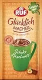 RUF Glücklichmacher Tassenpudding Schoko Haselnuss, Schokopudding mit knackigen Haselnuss Stückchen, Tassencremepudding, nur Wasser hinzufügen, 1 x 59g Beutel