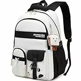 KESUDE Schulrucksack Teenager Mädchen - Rucksack Mädchen Schulranzen Jungen Großer Wasserdicht Schultasche Damen Daypack School Bag Backpack für Schule Ranzen Reise mit Anhänger