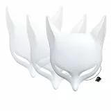 YangYong Weiße Blanko-DIY-Kitsune-Maskenbasis, solide leichte lackierbare Kunststoffmasken 3 Stück (D)
