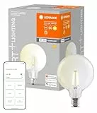 LEDVANCE Smarte LED-Lampe mit WiFi Technologie, Sockel E27, Dimmbar, Warmweiß (2400 K), ersetzt Glühlampen mit 60 W, SMART+ WiFi Globe Edison Dimmable, 1er-Pack