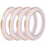 Mozeat Lens 4 Rollen Kupferfolie Klebeband Leitfähig Copper Foil Tape 20m x 6mm Kupferband Selbstklebend Kupferfolienband für EMI Abschirmung Schneckenschutz Elektro Reparatur Löten Basteln(Roségold)