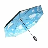 AKINOYAMA Regenschirm groß Sturmfest –Automatisches Öffnen/Schließen Golf Umbrella Karabinergriff für Herren und Damen (Blauer Himmel)