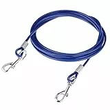 QWORK® 3m Tie-Out Leinen mit 360° Drehbarem Clip - Kausichere, wasserdichte und Rostfreie Hundeleine für Kleine bis Große Hunde