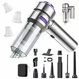 MILFECH 4-in-1 Handstaubsauger Akku,22000Pa Autostaubsauger mit Bürstenloser Motor,3-Gang 180000 U/min Handstaubsauger Kabellos,Mini Staubsauger für Auto,Haus,Tierhaare(Silber)