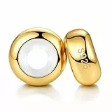 LOVANS 2 Stück Gold Charms Stopper für Armband, 925 Sterling Silber Hypoallergen Charm Anhänger Clip Verschluss mit Silikon, Rutschfester Trenner für Damen Armbänder