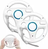 Kompatibel mit Wii Lenkrad, PowerLead 2 Stück weiß für Wii Controller Lenkung für Mario Kart Racing Wheel Game Controller für Nintendo Wii Remote Game-Weiß