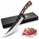 Purple Dragon 7 Zoll Ausbeinmesser Filet Messer Full Tang Kochmesser Fleisch Gemüse Cleaver High Carbon Stahl Küchenmesser für Deboning mit Geschenkbox