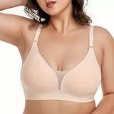 Gailife Nahtloser BH Damen Ohne Bügel Gepolstert Bustier Damen Komfort Weicher Schlaf T-Shirts BH mit zusätzlicher BH-Verlängerung Beige L