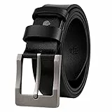 GSG SINCE 1998 Ledergürtel Herren 38mm Breit kürzbar Gürtel Leder für Männer Business und formelle Anlässe Schwarz 38-42 inch