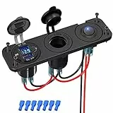 USB Steckdose Wohnmobil 12V Auto QC 3.0 mit Schalter USB Einbau Buchse DC 12 Volt Wasserdicht Zigarettenanzünder Adapter USB Ladebuchse Panel Dose KFZ Ladegerät mit LED Voltmeter für Motorrad Boot