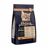 Amazon-Marke: Lifelong - Katzenfutter für junge Katzen (Junior), Fein zubereitetes Trockenfutter mit frischem Huhn, Getreidefreie Rezeptur, 3 kg (1er-Pack)