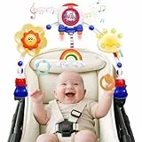KalaDuck Spielbogen Kinderwagen Spielzeug, Kinderwagenkette Baby mit Musik Lichtern und Windrad, Biegsame Sensorik Mobile Kinderwagen für Bett, Babyschale, Autosit für Jungen Mädchen