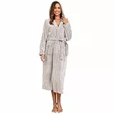 RONGTAI Langer Damen-Bademantel aus Plüsch-Fleece, dick, mit Kapuze, mit Taschen, flauschige Nachtwäsche für Herren, Wheat, XL