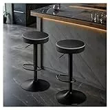 STOOLINK Barhocker 2er Set Barstühle Höhenverstellbar, Barhocker mit Mikrofaser-Leder Tresenhocker mit Fußstütze, Küchenhocker Ohne Lehne 360° Drehbar Barstuhl 150kg-Schwarz