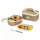 Lille Home 920 ml Bento-Lunchbox für Erwachsene, Edelstahl 2-Fächer Tiffin Lunch-/Snackbox, Bento-/Lebensmittelbehälter mit geteilter Lunchtasche und Besteck