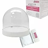 Bastelset DIY Schneekugel für FIMO m. 1 x Schnee | Do it Yourself Schneekugelset Kunststoff | runde Form 86 x 75mm | Sockel weiß | 40131