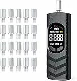 pewpuny Alkoholtester Atemalkoholtester mit USB-C Akku, Farb-LCD, Halbleiter-Sensor, 20 Mundstücken, tragbares Promillemessgerät für Auto, Zuhause, Party und Reise (Schwarz)