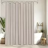 EurCross Duschvorhang 180x200 cm Wasserdicht Textil Stoff Duschvorhänge für Badezimmer, Sandfarben Anti-Schimmel Waschbar Badvorhang mit 12 Ringen