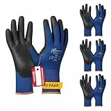 Gebol Super Grip, 3 Paar Arbeitshandschuhe Herren mit Nitril-Beschichtung, rutschfeste Montagehandschuhe für Nass- und Ölarbeiten, nahtlos & atmungsaktiv, Gr. l (Gr.9), Blau-Schwarz