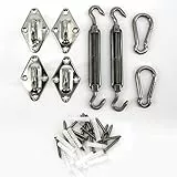 TTL Garden Sonnensegel Befestigungs-Set Sonnenschutz, Segeltuch Zubehör Montage-Set aus rostfreiem Edelstahl, einfache Aufhängung zur Befestigung, 16-teilig für Viereck