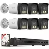 HiLook® by HIKVISION Überwachungskamera Set 6X 8MP 4K PoE Bullet Kameras mit Hybrid Light Nachtsicht und KI Personen Fahrzeugerkennung NVR 8CH 2TB HDD wetterfest IP67 App Steuerung Plug and Play